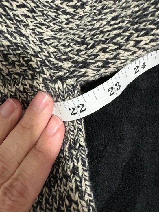 Roots Cabin Marled Black & Cream Crewneck Sweater with Red Stripe - Picture 5 of 5